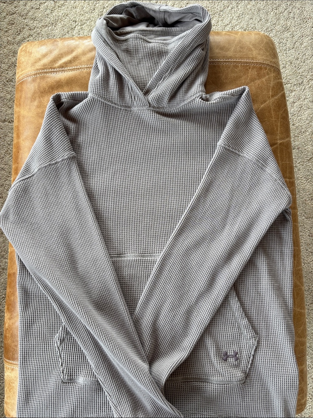 Under Armour Light Gray Waffle-Knit Pullover Hoodie